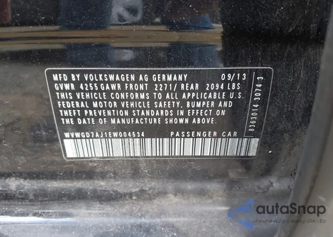 2014 Volkswagen Gti Wolfsburg Edition from USA, damaged, VIN WVWGD7AJ1EW004534
